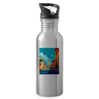 Ravenna Italy Vintage Travel Poster WPA Souvenir - Water bottle with straw - silver - Right