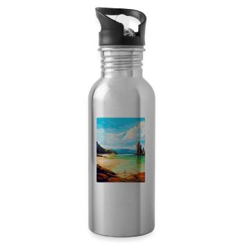 Isle Of Lewis Schottland Vereinigtes Königreich Vintage Reiseposter - Trinkflasche mit integriertem Trinkhalm - Lightsilver - Rechts