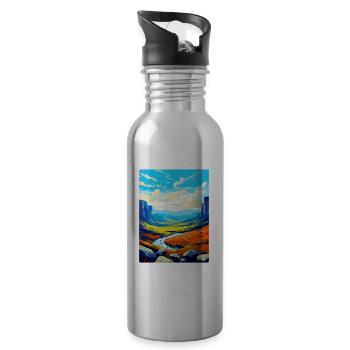 High Cup Nick Cumbria Vintage Travel Poster WPA - Water bottle with straw - silver - Right