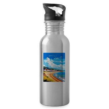 Llandudno Pays de Galles Royaume-Uni Affiche de voyage vintage souvenir - Gourde avec paille intégrée - argent clair - Droite