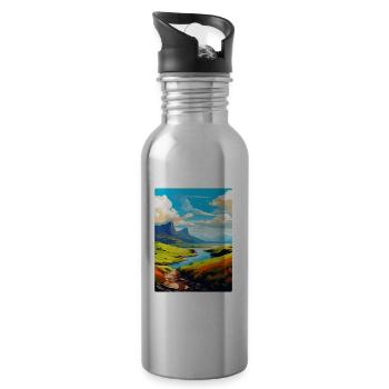 Île de Skye Écosse Royaume-Uni Affiche De Voyage Vintage WPA - Gourde avec paille intégrée - argent clair - Droite