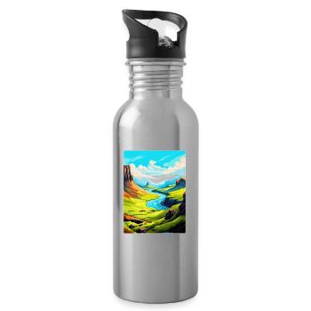 Isle Of Skye Scotland Uk Vintage Travel Poster WPA - Water bottle with straw - silver - Right