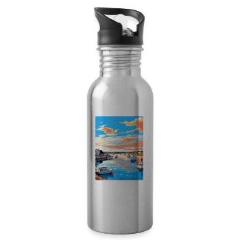 Poole Harbour England Uk Vintage Reiseposter WPA - Trinkflasche mit integriertem Trinkhalm - Lightsilver - Rechts