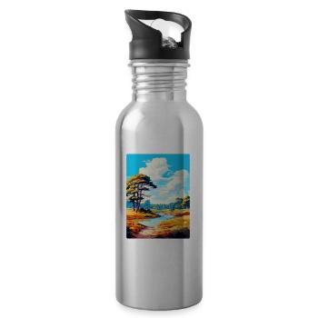 New Forest National Park Vintage Travel Poster WPA - Water bottle with straw - silver - Right