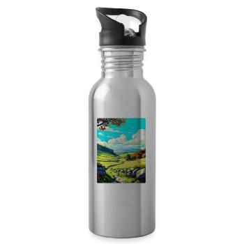 Affiche de voyage du parc national des Yorkshire Dales WPA - Gourde avec paille intégrée - argent clair - Droite