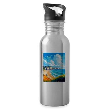 Dover England Uk Vintage Reiseplakat Souvenir - Trinkflasche mit integriertem Trinkhalm - Lightsilver - Rechts