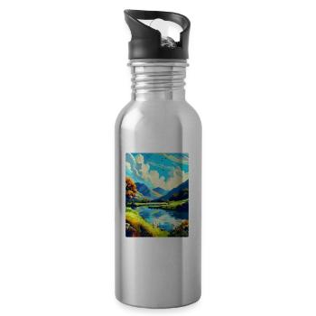 Lake District England Uk Vintage Reiseplakat WPA - Trinkflasche mit integriertem Trinkhalm - Lightsilver - Rechts