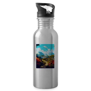 Eden Project England Uk Travel Poster Souvenir WPA - Water bottle with straw - silver - Right