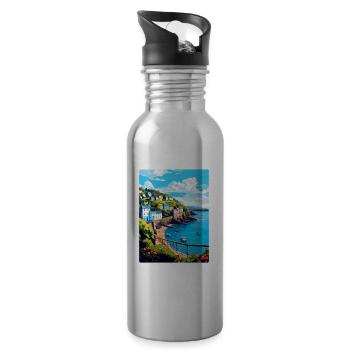 Ilfracombe England Uk Travel Poster Souvenir WPA - Water bottle with straw - silver - Right