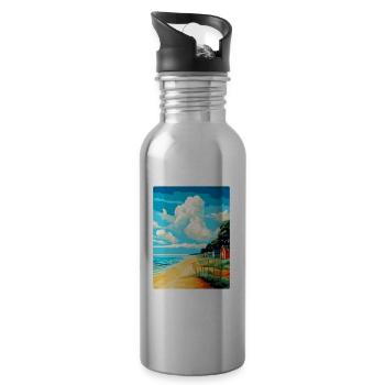 Norfolk Coast Vintage Travel Poster Souvenir WPA - Water bottle with straw - silver - Right
