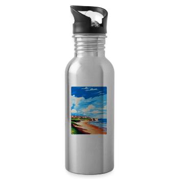 Filey Yorkshire Vintage Travel Poster Souvenir WPA - Water bottle with straw - silver - Right