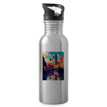 Durham England Uk Vintage Reiseposter Souvenir - Trinkflasche mit integriertem Trinkhalm - Lightsilver - Rechts