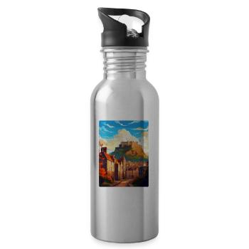Edinburgh Scotland Uk Travel Poster Souvenir WPA - Water bottle with straw - silver - Right