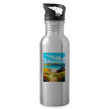Scilly-Inseln Uk Vintage Reiseposter Souvenir - Trinkflasche mit integriertem Trinkhalm - Lightsilver - Rechts