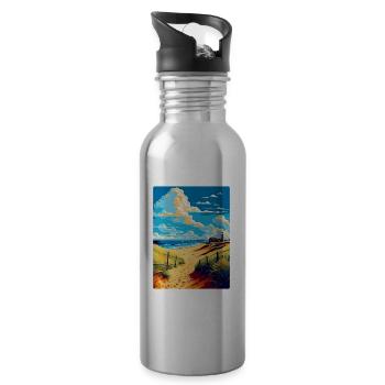 Suffolk Coast Vintage Travel Poster Souvenir WPA - Water bottle with straw - silver - Right