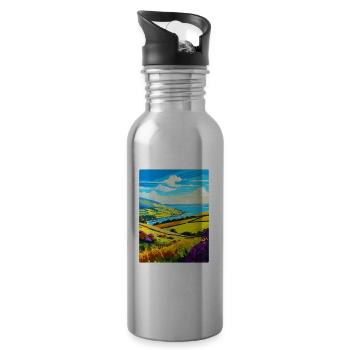 Exmoor Nationalpark Reiseposter Souvenir WPA - Trinkflasche mit integriertem Trinkhalm - Lightsilver - Rechts