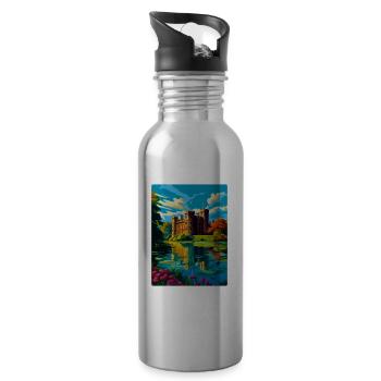 Hever Castle England Uk Reise Poster Souvenir WPA - Trinkflasche mit integriertem Trinkhalm - Lightsilver - Rechts