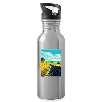 Hadrian England Uk Travel Poster Souvenir WPA - Water bottle with straw - silver - Right