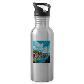 Dartmouth England Uk Travel Poster Souvenir WPA - Water bottle with straw - silver - Right