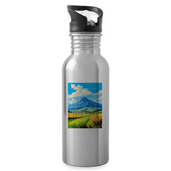 Mourne Mountains Vintage Travel Poster Souvenir - Water bottle with straw - silver - Right