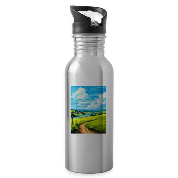 Lerryn Cornwall England Uk Travel Poster Souvenir - Water bottle with straw - silver - Right