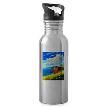 Berry Head Devon Vintage Reiseposter Souvenir - Trinkflasche mit integriertem Trinkhalm - Lightsilver - Rechts