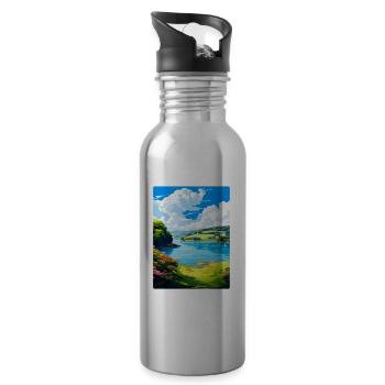 Helford River England Uk Reiseplakat Souvenir - Trinkflasche mit integriertem Trinkhalm - Lightsilver - Rechts