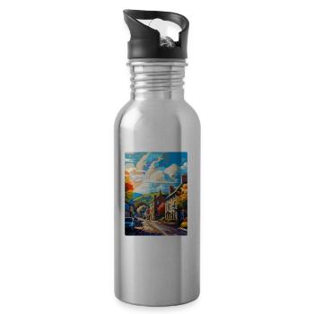 Skipton England Uk Vintage Reiseposter Souvenir - Trinkflasche mit integriertem Trinkhalm - Lightsilver - Rechts