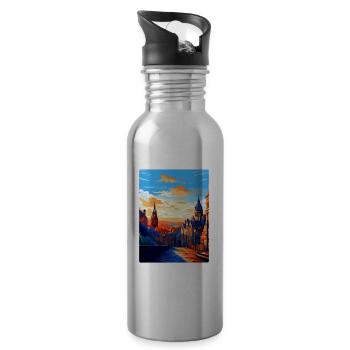 Edinburgh Schottland Großbritannien Reiseposter Souvenir WPA - Trinkflasche mit integriertem Trinkhalm - Lightsilver - Rechts
