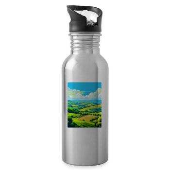 Camel Valley Cornwall England Uk Travel Poster WPA - Water bottle with straw - silver - Right