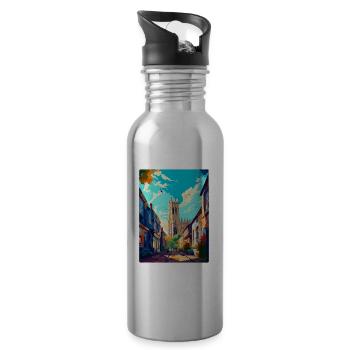 Canterbury England Uk Travel Poster Souvenir WPA - Water bottle with straw - silver - Right