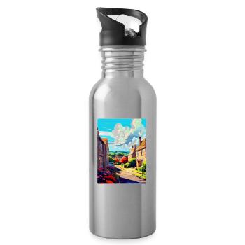 Bathampton England Uk Travel Poster Souvenir WPA - Water bottle with straw - silver - Right