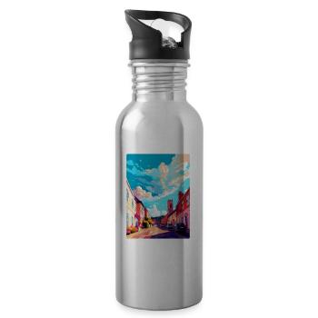 Honiton England Uk Vintage Reiseposter Souvenir - Trinkflasche mit integriertem Trinkhalm - Lightsilver - Rechts