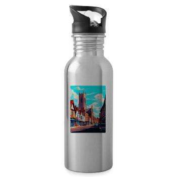 Hereford, England, Vereinigtes Königreich, Vintage, Reiseposter, Souvenir - Trinkflasche mit integriertem Trinkhalm - Lightsilver - Rechts