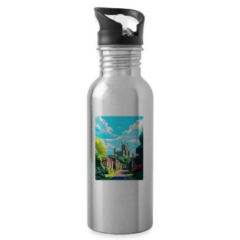 Arundel Sussex Vintage Travel Poster Souvenir WPA - Water bottle with straw - silver - Right