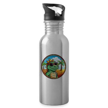 Drache Lustige Cartoon Sommer Strand Sonnenbrille Cool - Trinkflasche mit integriertem Trinkhalm - Lightsilver - Rechts