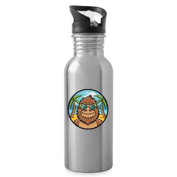 Bigfoot Funny Cartoon Summer Beach Sunglasses Cool - Water bottle with straw - silver - Right