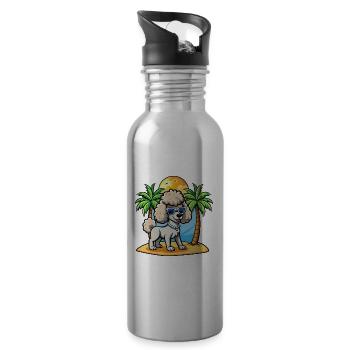 Pudel Hund Lustige Cartoon Sommer Strand Sonnenbrille - Trinkflasche mit integriertem Trinkhalm - Lightsilver - Rechts