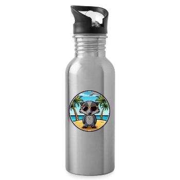 Badger Funny Cartoon Summer Beach Sunglasses Cool - Water bottle with straw - silver - Right