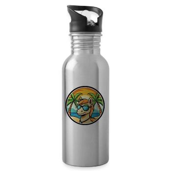 Pony Lustige Cartoon Sommer Strand Sonnenbrille Aufkleber - Trinkflasche mit integriertem Trinkhalm - Lightsilver - Rechts