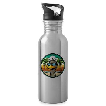Emu Lustige Cartoon Sommer Strand Sonnenbrille Aufkleber - Trinkflasche mit integriertem Trinkhalm - Lightsilver - Rechts