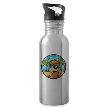 Pony Lustige Cartoon Sommer Strand Sonnenbrille Aufkleber - Trinkflasche mit integriertem Trinkhalm - Lightsilver - Rechts