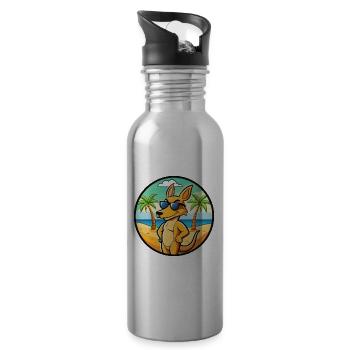 Kangaroo Funny Cartoon Summer Beach Sunglasses - Water bottle with straw - silver - Right