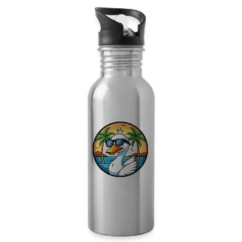 Schwan Lustige Cartoon Sommer Strand Sonnenbrille Aufkleber - Trinkflasche mit integriertem Trinkhalm - Lightsilver - Rechts