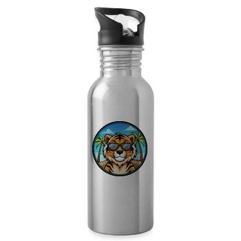 Tiger Lustige Cartoon Sommer Strand Sonnenbrille Cool - Trinkflasche mit integriertem Trinkhalm - Lightsilver - Rechts