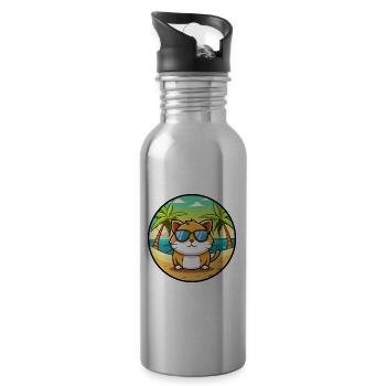 Hosico Cat Breed Cartoon Lunettes de soleil Beach - Gourde avec paille intégrée - argent clair - Droite