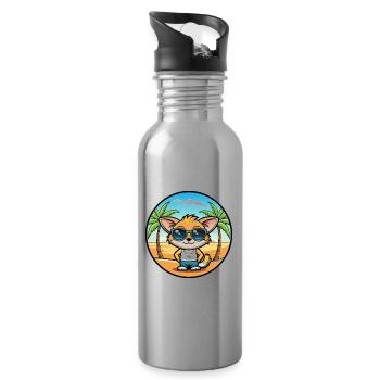 Pixie Bob Katzenrasse Cartoon Sonnenbrille Strand - Trinkflasche mit integriertem Trinkhalm - Lightsilver - Rechts