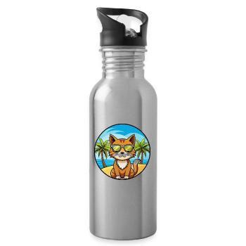 Havanna Braun Katze Rasse Cartoon Sonnenbrille Strand - Trinkflasche mit integriertem Trinkhalm - Lightsilver - Rechts