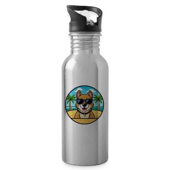 Alano Español Hunderasse Cartoon Sonnenbrille Strand - Trinkflasche mit integriertem Trinkhalm - Lightsilver - Rechts