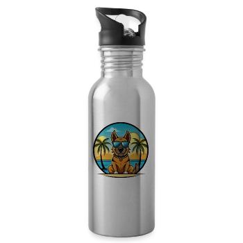 Broholmer Dog Breed Cartoon Sunglasses Beach - Water bottle with straw - silver - Right